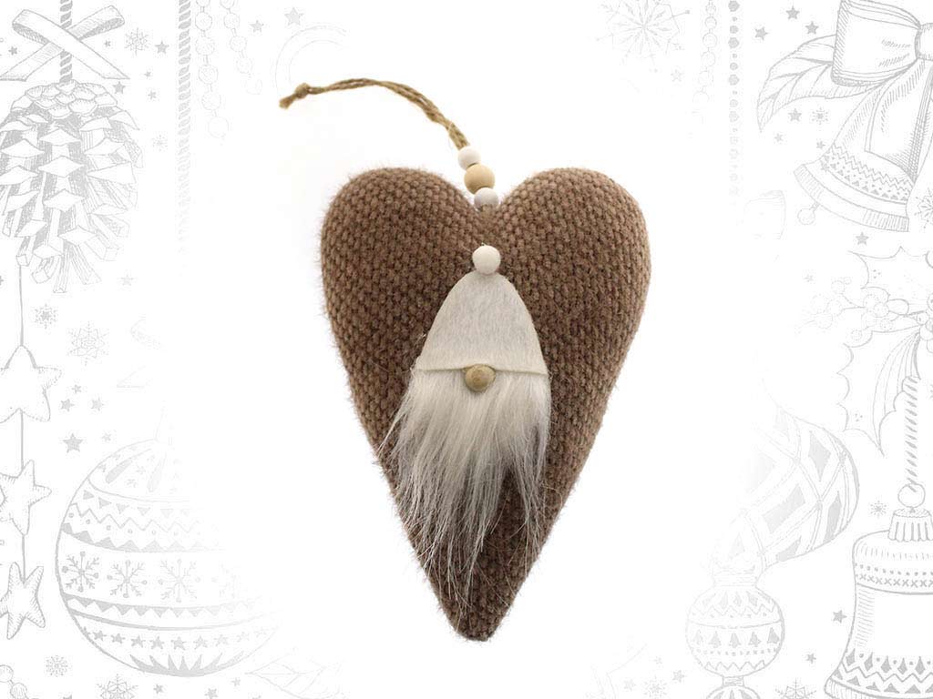 BROWN HEART SANTA ORNAMENT cod. 9317431