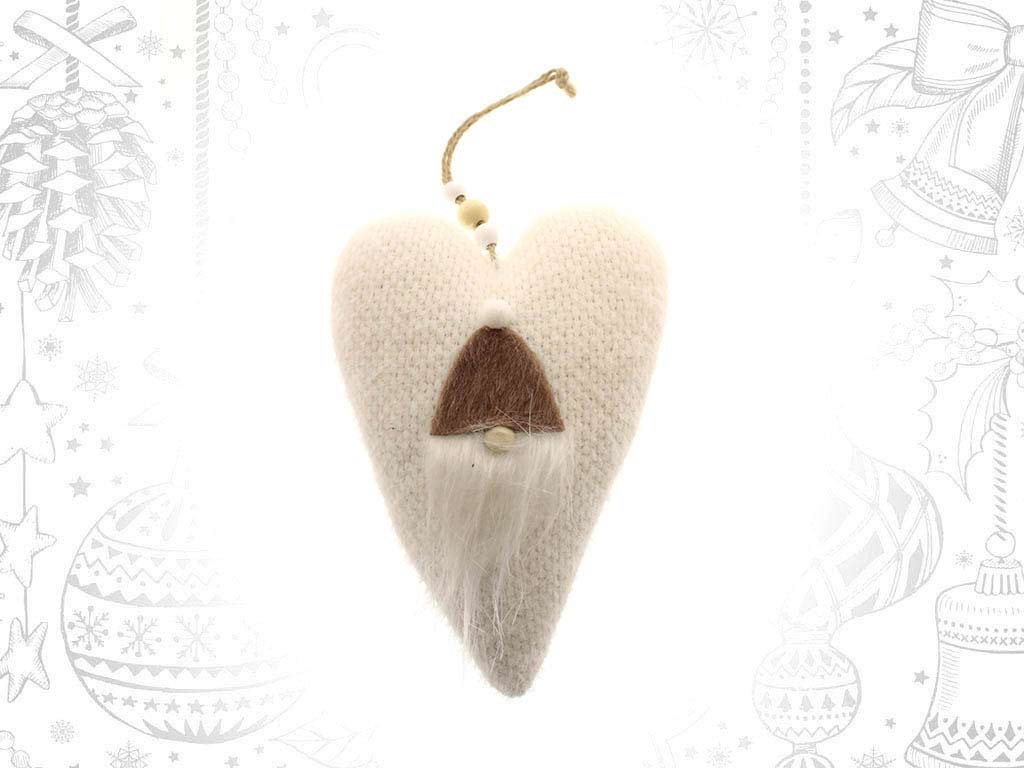 ORNAMENTO CUORE BIANCO CON BABBO NATALE cod. 9317433