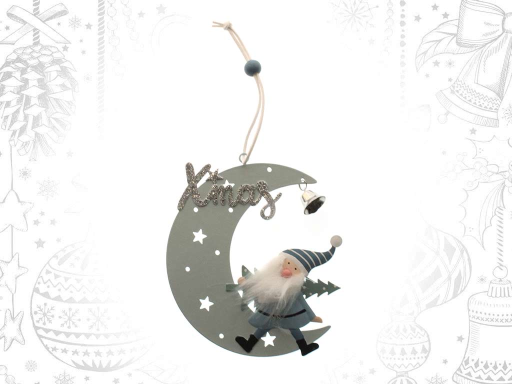 ORNAMENTO LUA AZUL PAI NATAL XMAS cod. 9317492