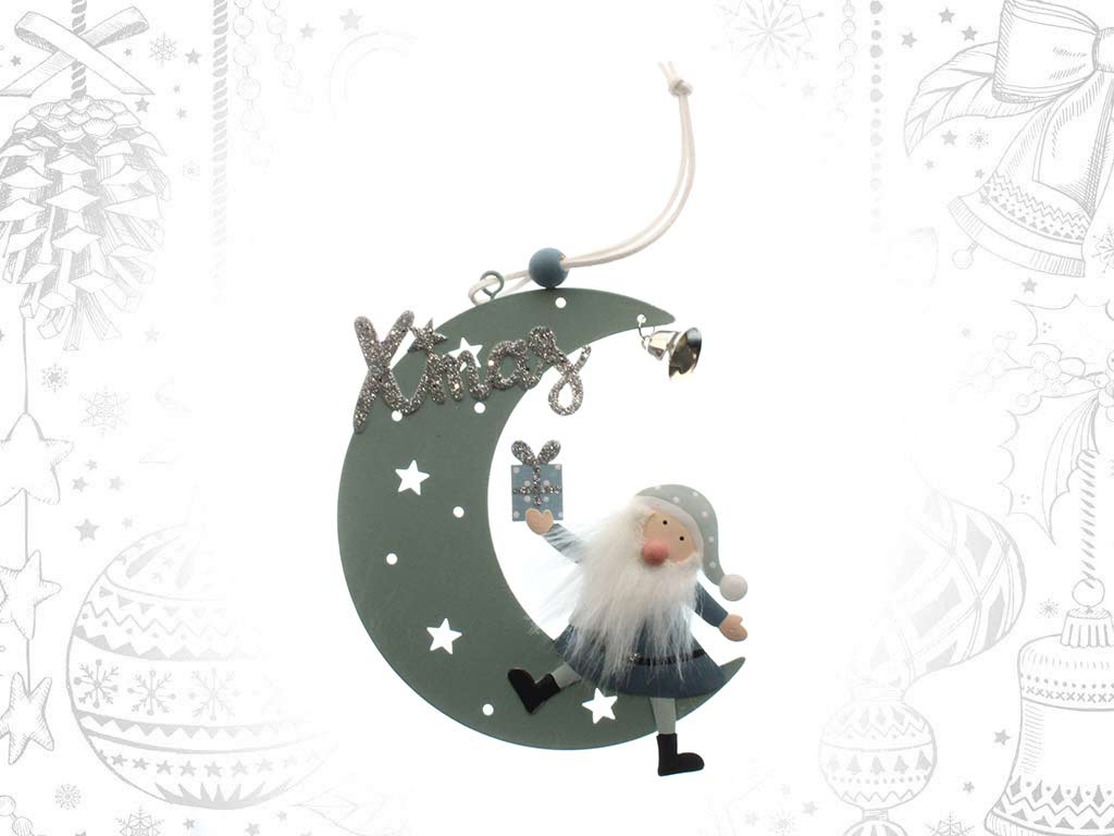 ORNAMENTO LUNA BLU CON BABBO NATALE XMAS cod. 9317493