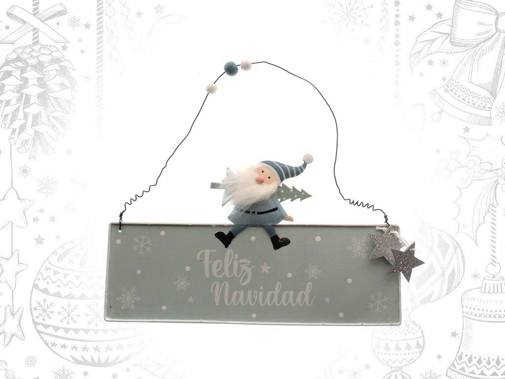 ORNAMENTO PAI NATAL BRANCO FELIZ NAVIDAD cod. 9317504