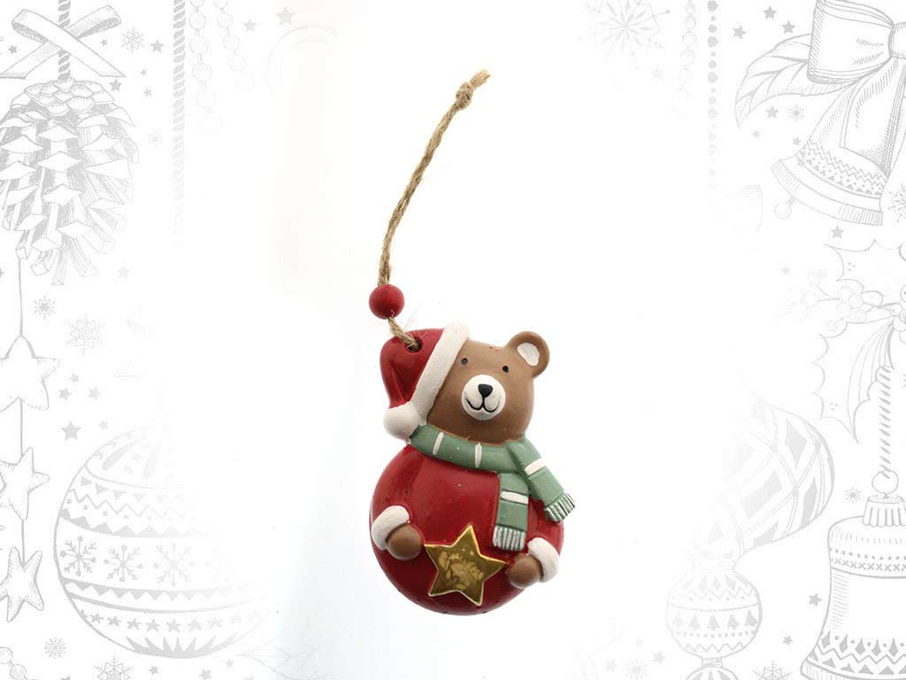 RED POLYRESIN BEAR ORNAMENT cod. 9317542