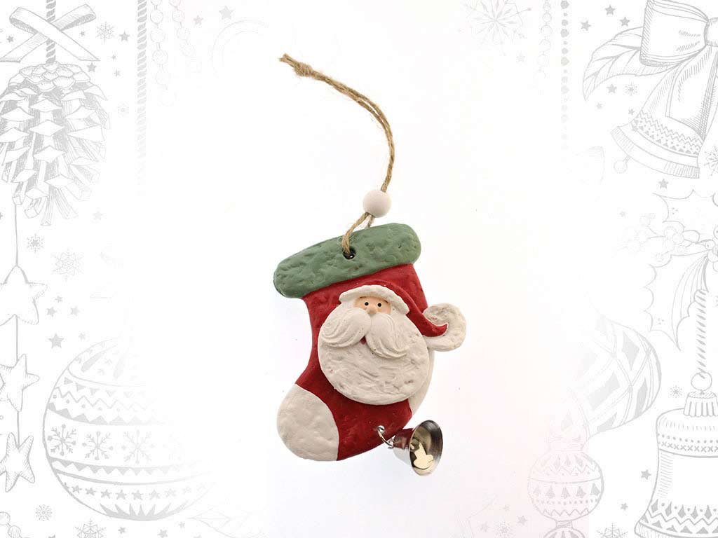 COLGANTE POLIRESINA CALCETIN SANTA ROJO cod. 9317545