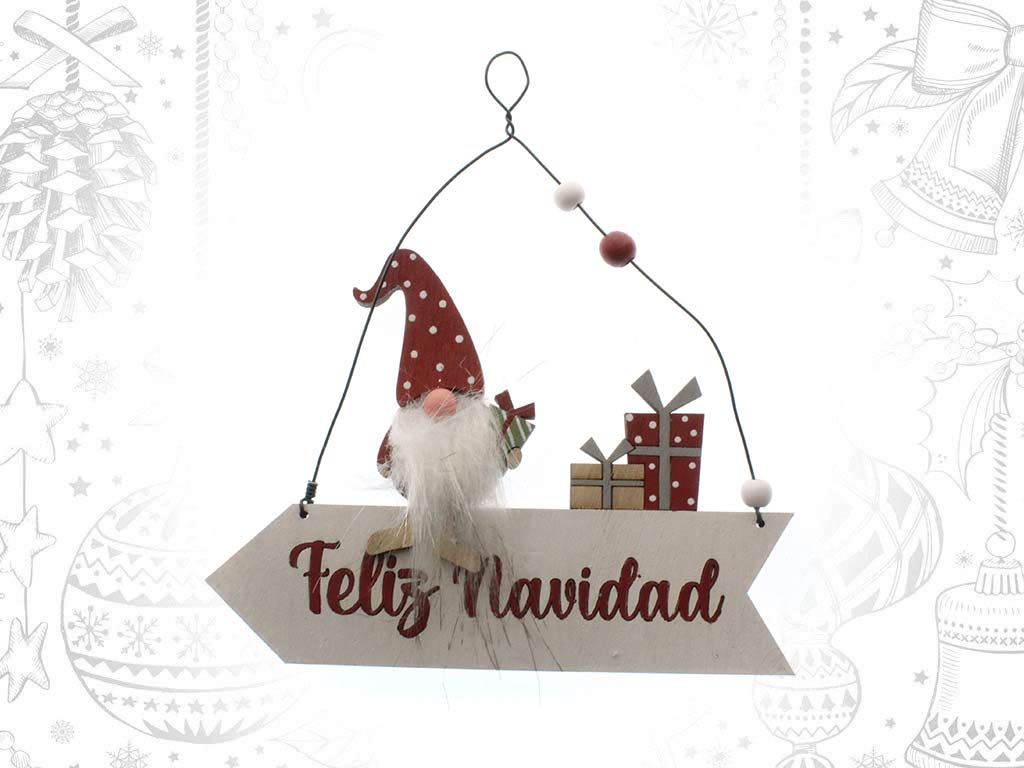 COLGANTE SANTA BLANCO FELIZ NAVIDAD cod. 9317576