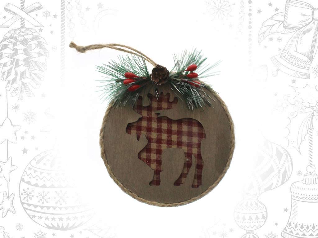 RED CHECKED REINDEER BAUBLE ORNAMENT cod. 9317613