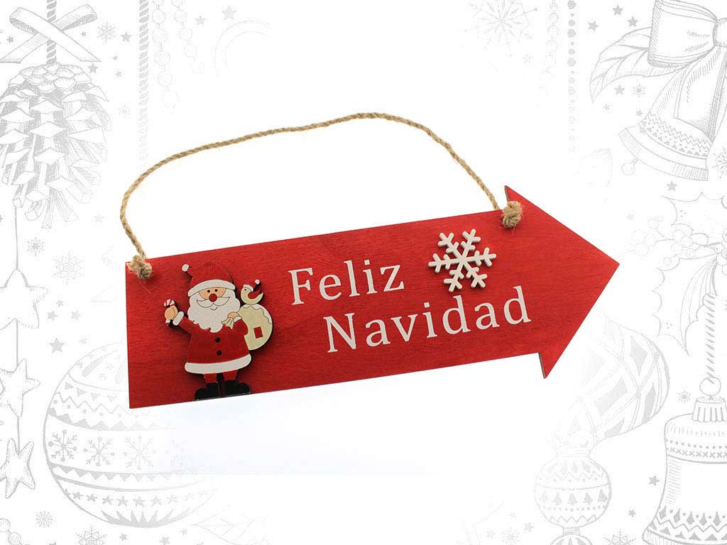 COLGANTE FLECHA ROJA SANTA FELIZ NAVIDAD cod. 9317630