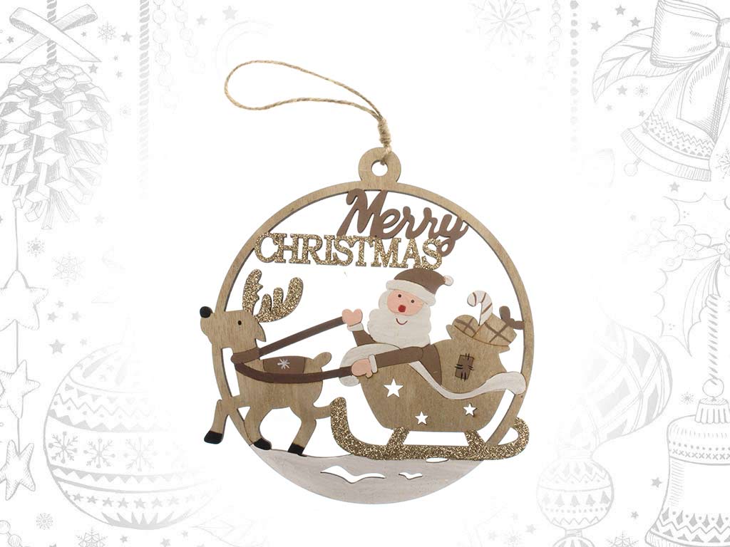 BROWN SANTA SLEIGH BAUBLE ORNAMENT cod. 9317674