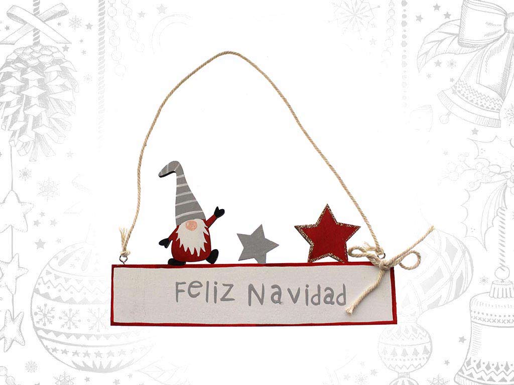 COLGANTE FELIZ NAVIDAD BLANCO SANTA ROJO cod. 9317717