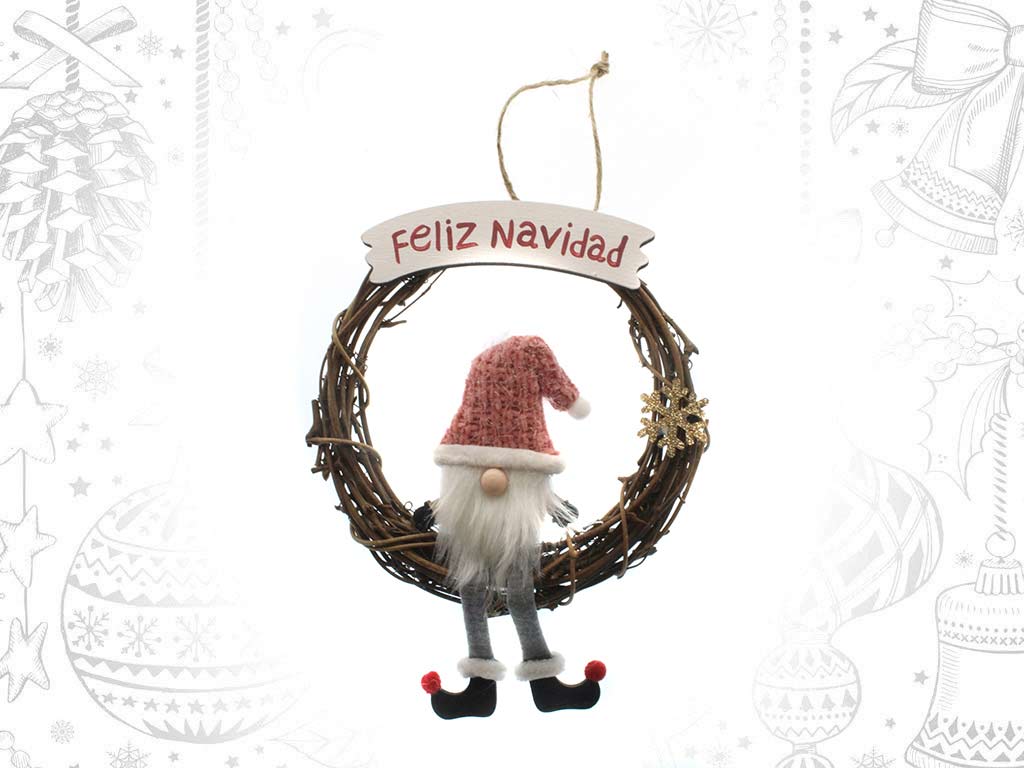 COLGANTE CORONA SANTA ROSA FELIZ NAVIDAD cod. 9317767