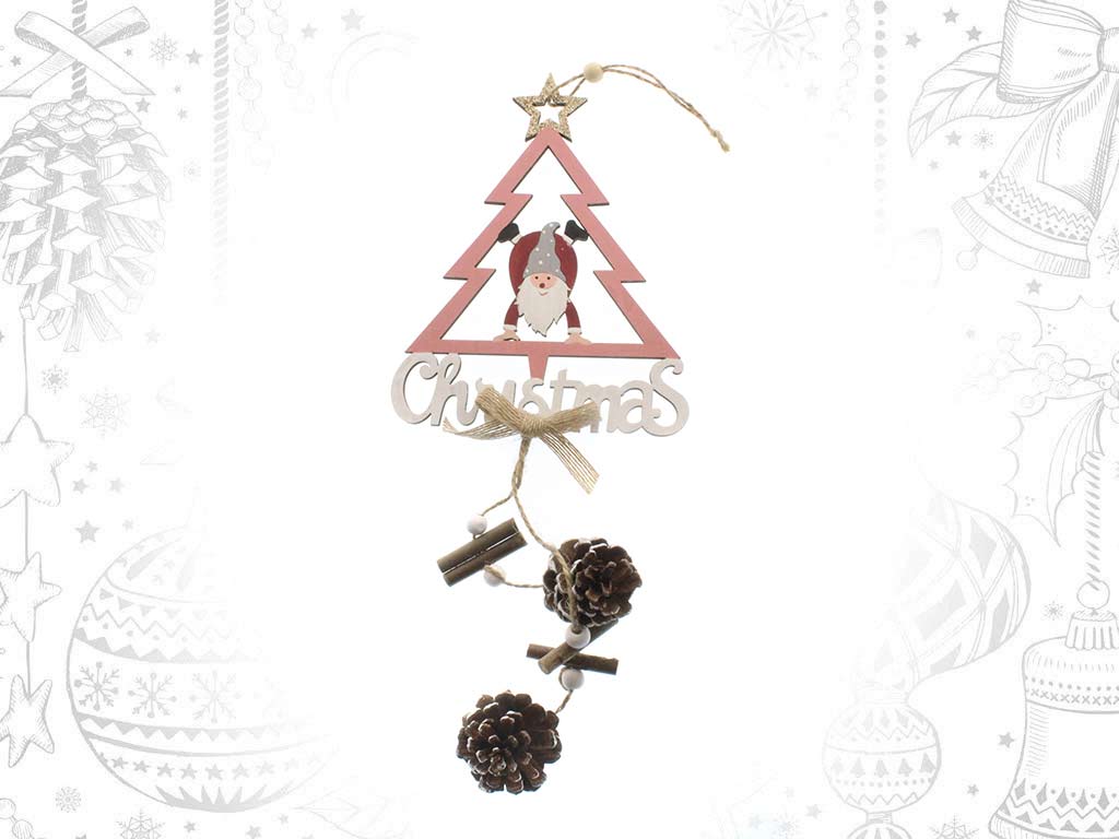 ORNAMENTO ALBERO ROSA LUNGO CON PIGNE cod. 9317774