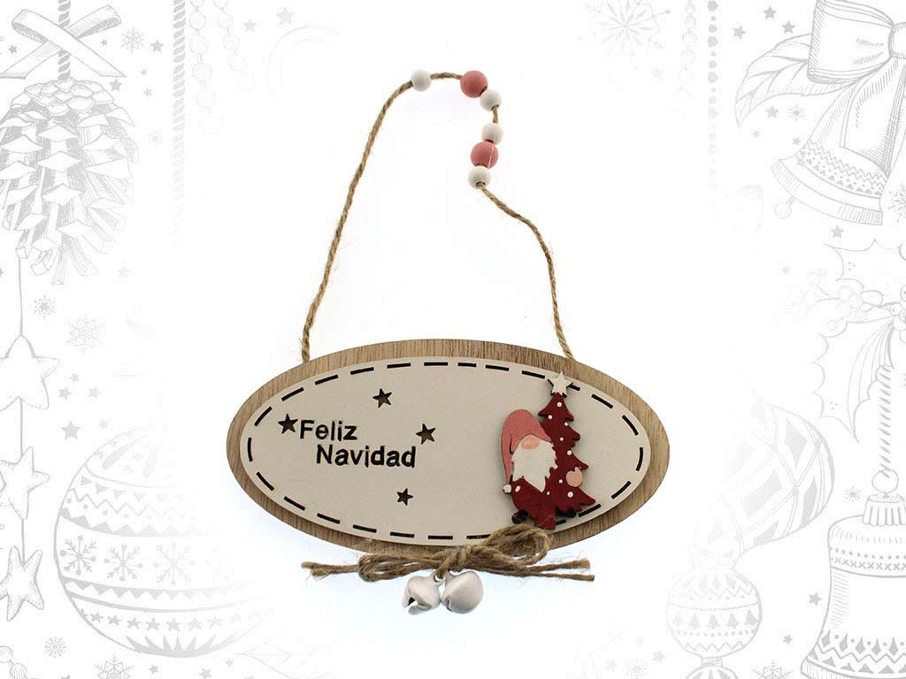 COLGANTE BLANCO FELIZ NAVIDAD SANTA ROSA cod. 9317777