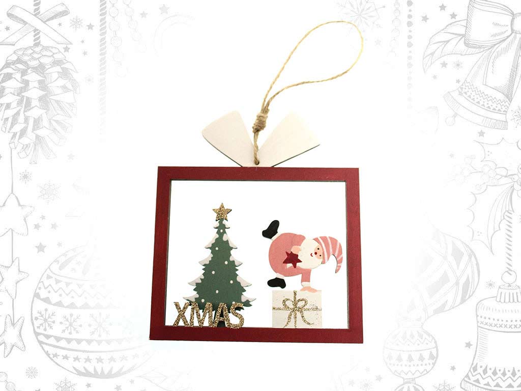 ORNAMENTO REGALO CON BABBO NATALE ROSA cod. 9317794