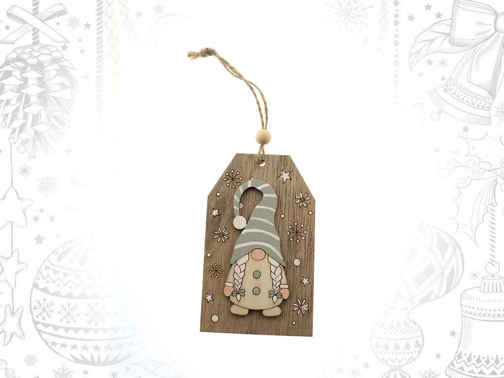 ORNAMENTO TAG CON BABBO NATALE VERDE cod. 9317841