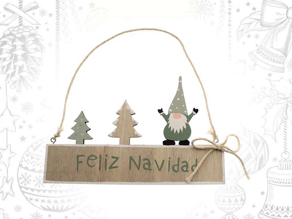 COLGANTE FELIZ NAVIDAD SANTA VERDE cod. 9317847