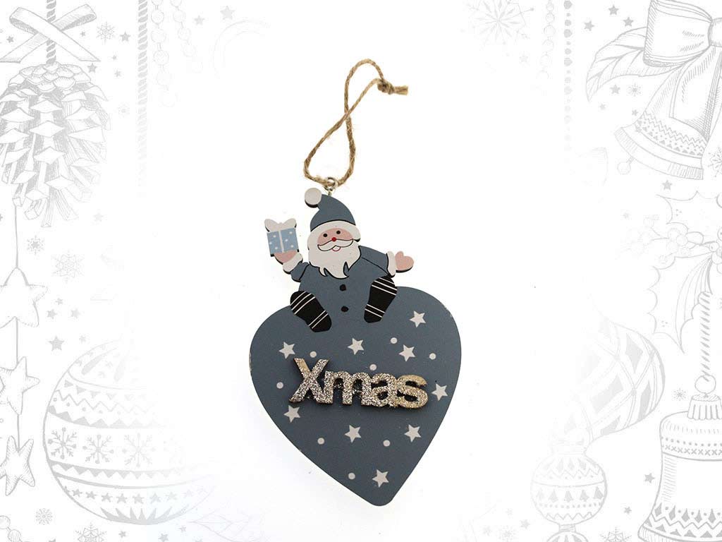 ORNAMENTO CUORE CON BABBO NATALE BLU cod. 9317868