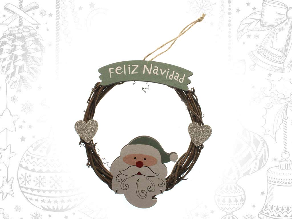 COLGANTE CORONA SANTA VERDE FELIZ NAVIDA cod. 9317879