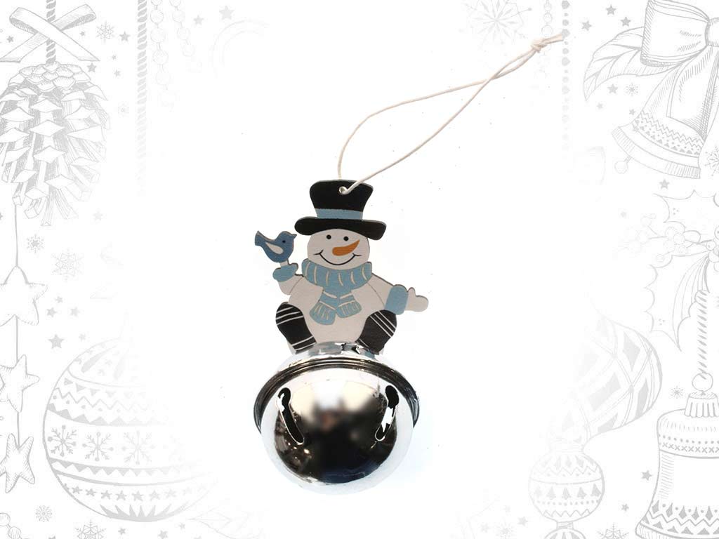 BLUE SNOWMAN SLEIGH BELL ORNAMENT cod. 9317896