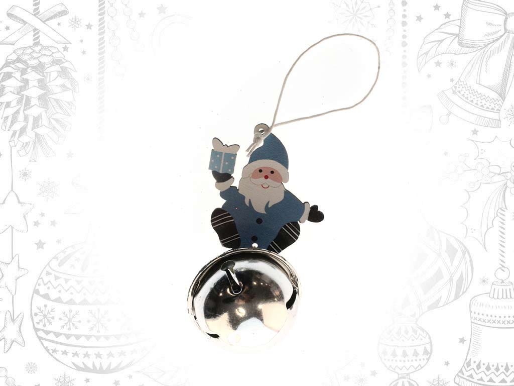 BLUE SANTA SLEIGH BELL ORNAMENT cod. 9317897