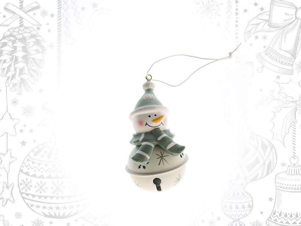 GREEN SNOWMAN SLEIGH BELL ORNAMENT cod. 9317932