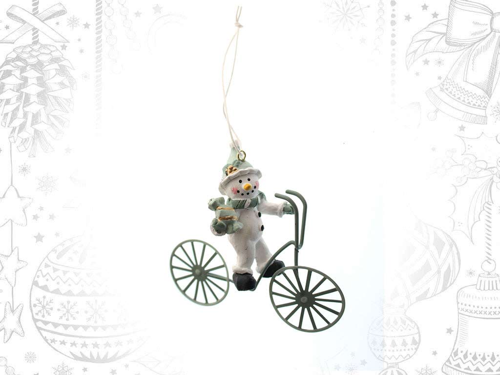 ORNAMENTO BICICLETTA CON PUPAZZO DI NEVE cod. 9317941