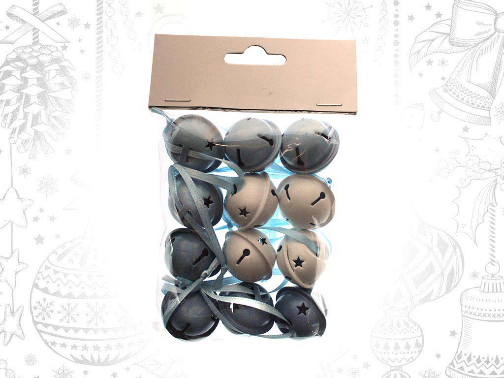 SET OF 12 BLUE METAL SLEIGH BELLS cod. 9317956