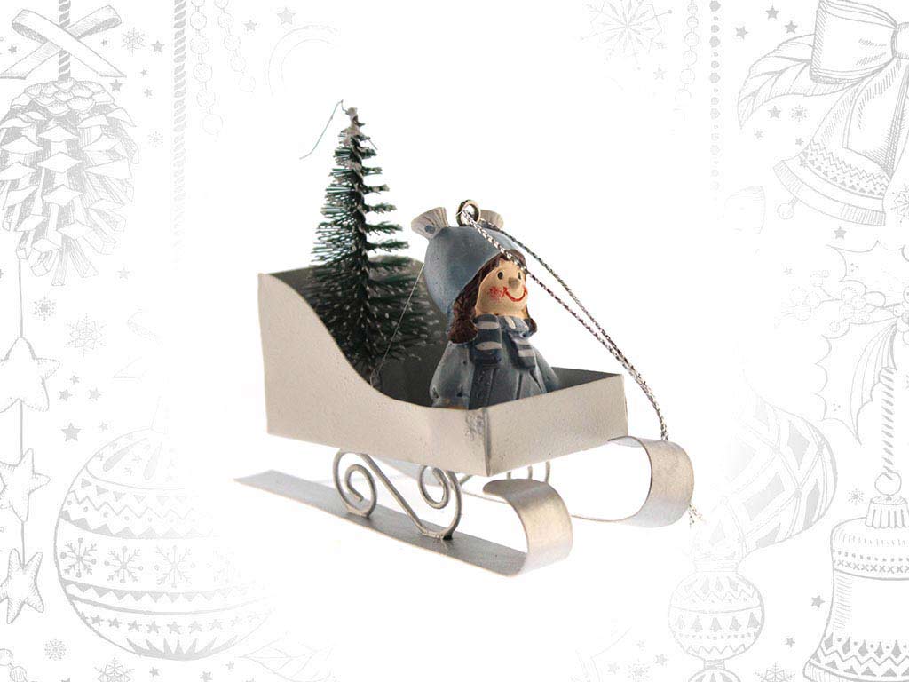 BLUE GIRL METAL SLEIGH BELL ORNAMENT cod. 9317992