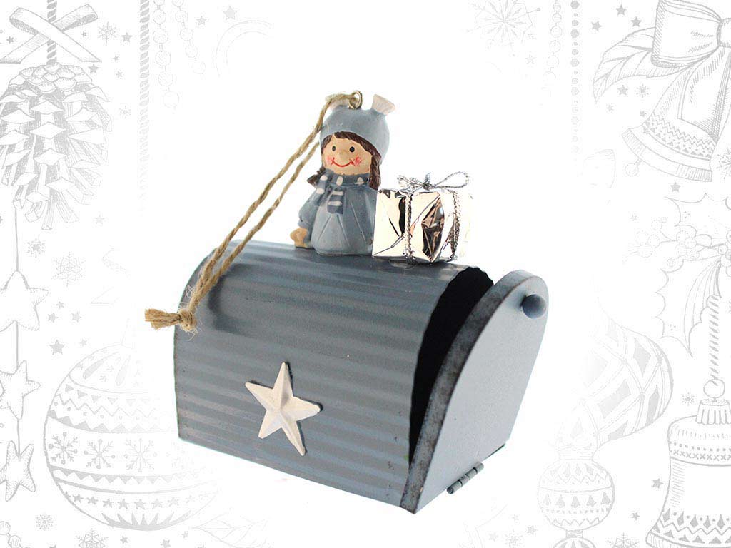 BLUE GIRL METAL LETTERBOX ORNAMENT cod. 9317994