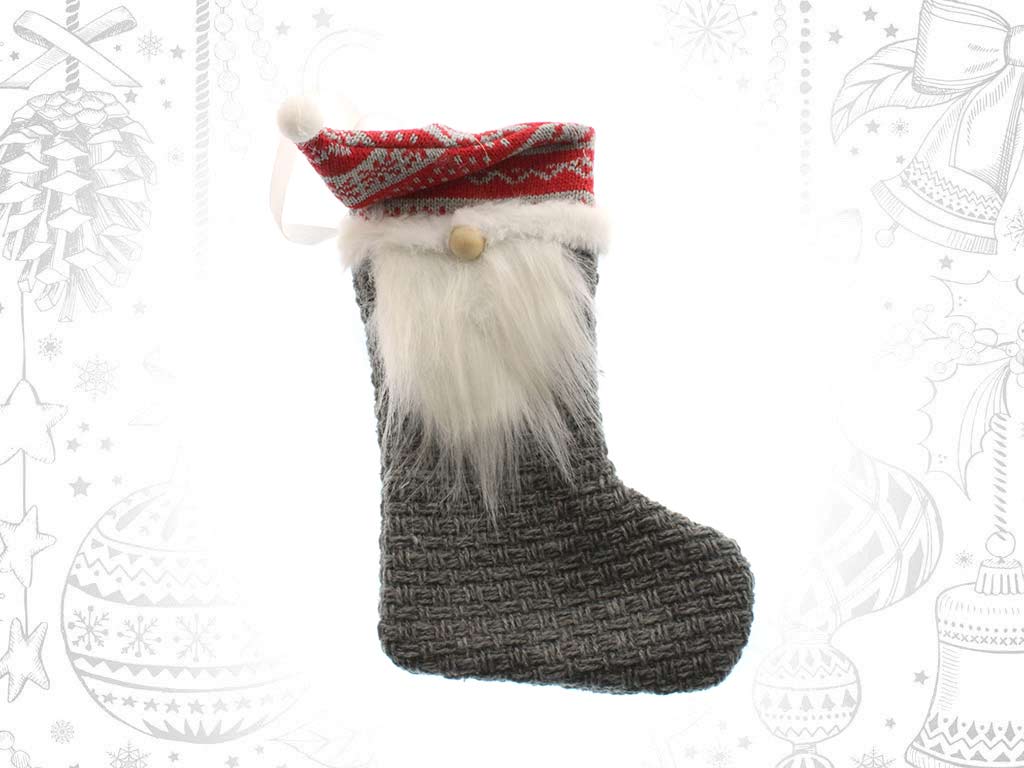 GREY SANTA STOCKING ORNAMENT cod. 9318105