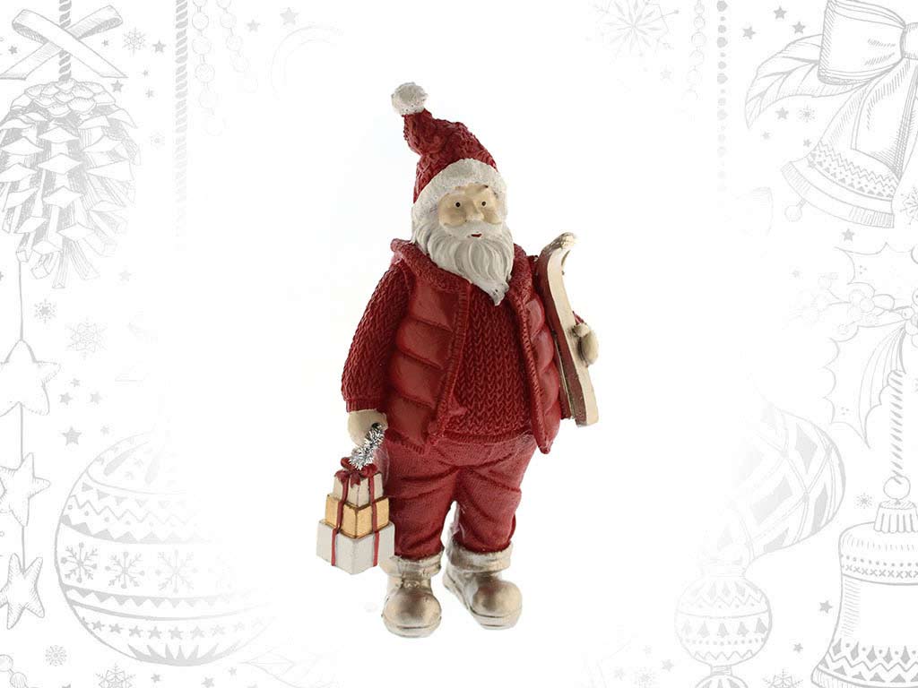 FIGURINE POLYRESINE PERE NOEL ROUGE CADE cod. 9318125