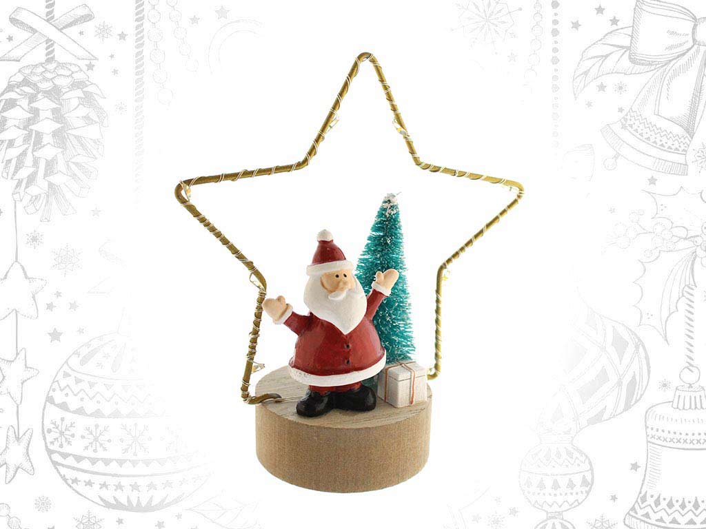 RED POLYRESIN SANTA STAR W/ LEDS cod. 9318132