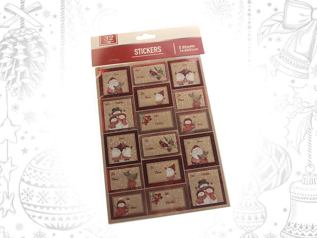 STICKERS CADEAUX XMAS ASST. 2 PCS. cod. 9318398