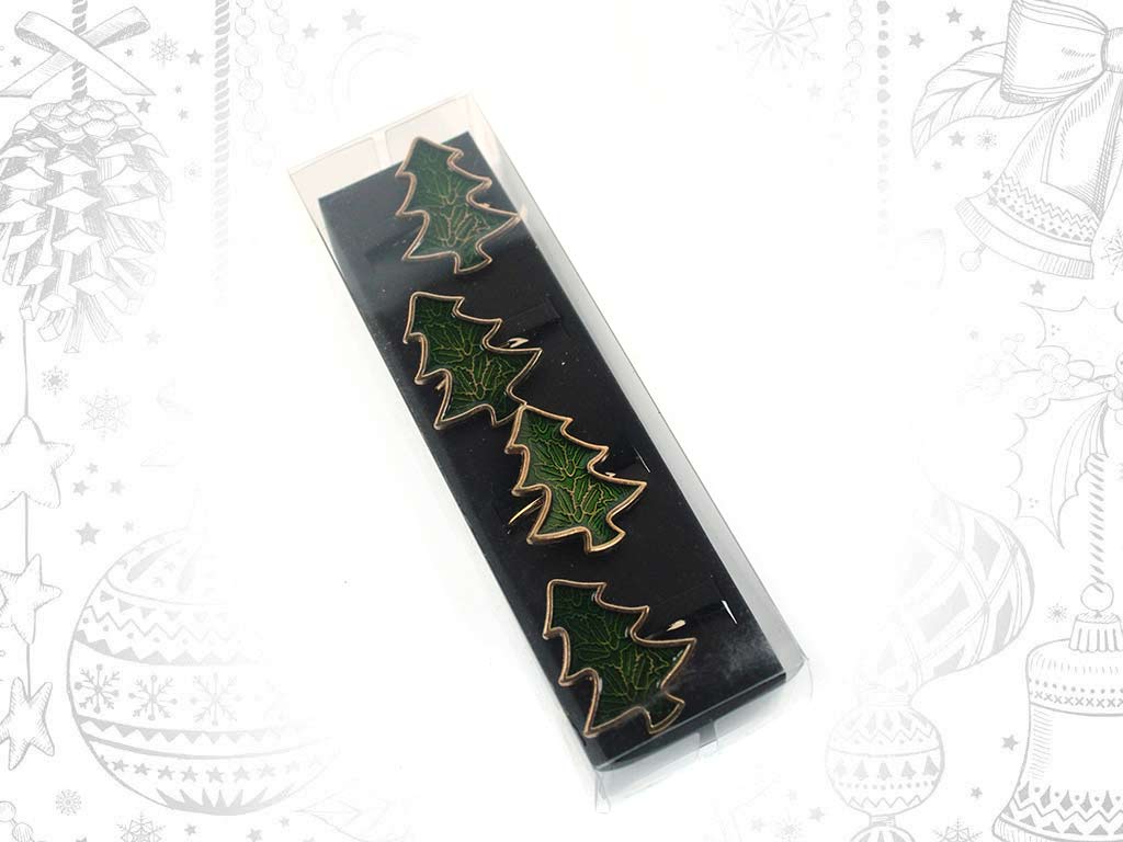 4-SET GREEN TREE NAPKIN RINGS cod. 9318438