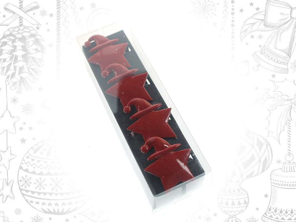 SET 4 ANILLOS SERVILLETAS ESTRELLAS ROJA cod. 9318439