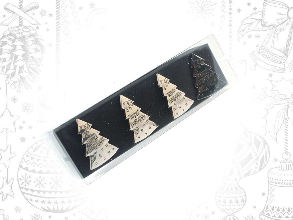 4-SET SILVER TREES NAPKIN RINGS cod. 9318447