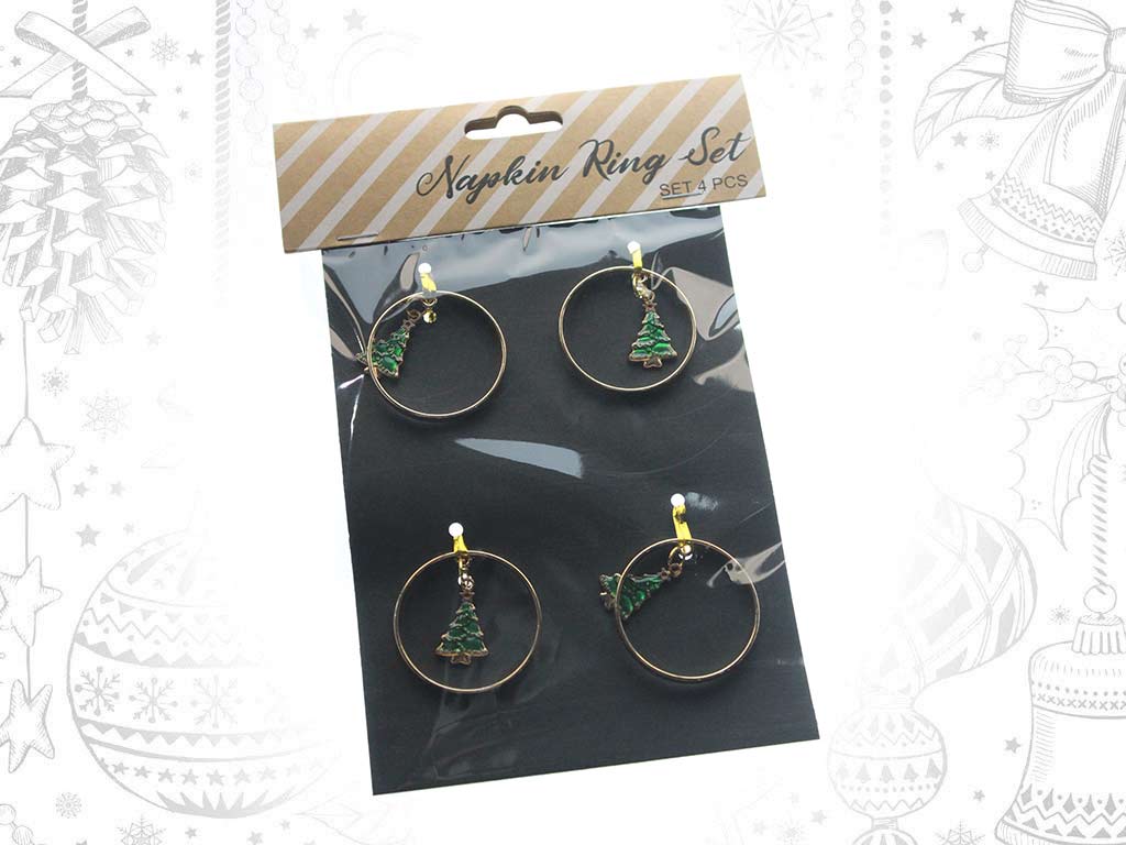 SET 4 ANILLOS COPA VINO ARBOLES cod. 9318451