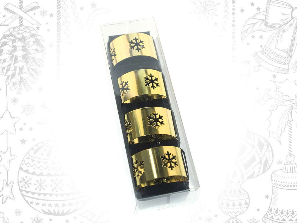 4-SET GOLDEN SNOWFLAKES NAPKIN RINGS cod. 9318459