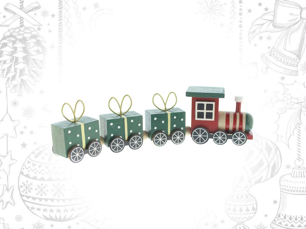 CHRISTMAS WOODEN TRAIN RED/GREEN cod. 9318496