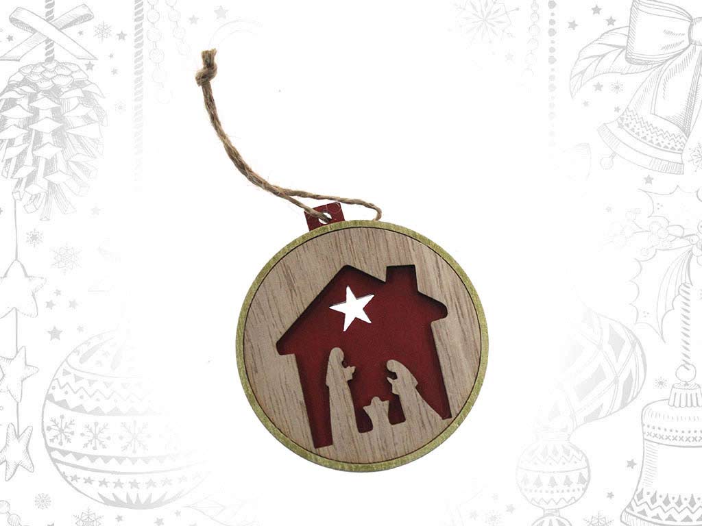 RED WOODEN HOUSE CHRISTMAS BALL cod. 9318504