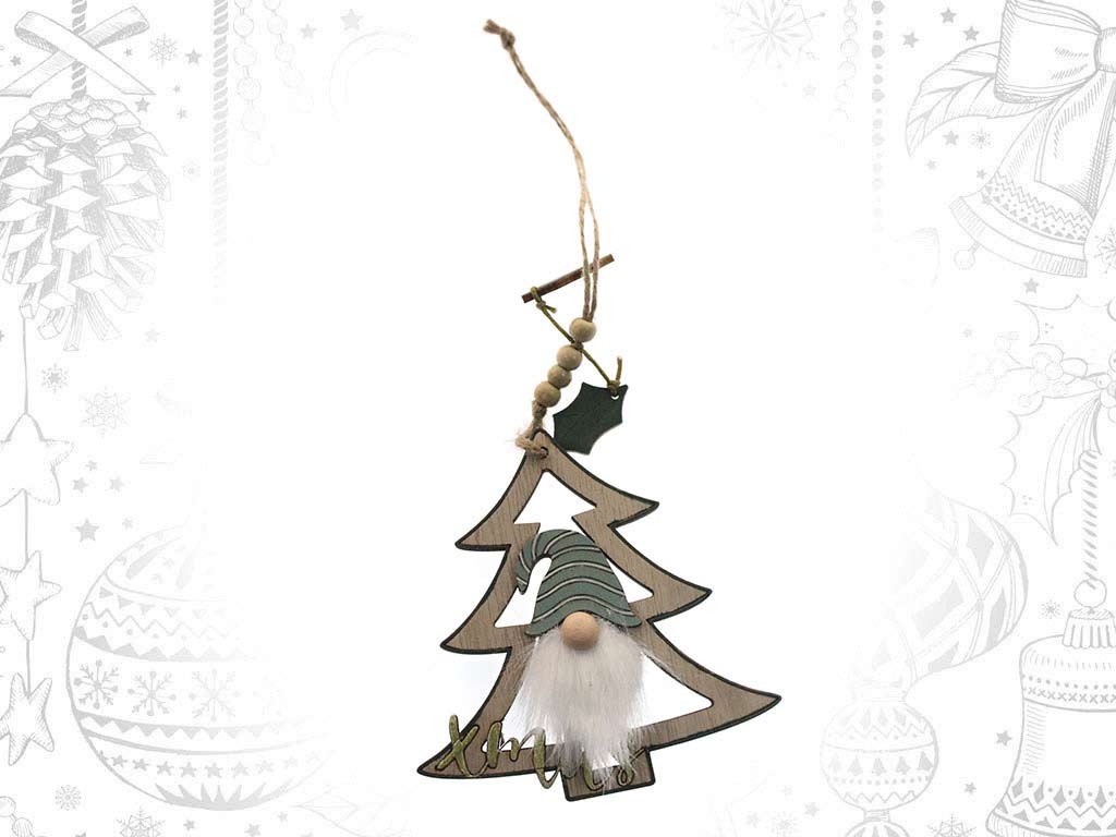 ORNAMENTO ALBERO LEGNO VERDE BABBO NATAL cod. 9318530