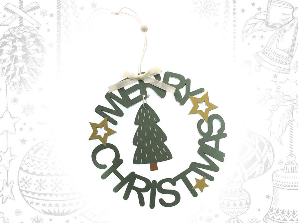 COLGANTE MERRY CHRISTMAS VERDE ARBOL cod. 9318575