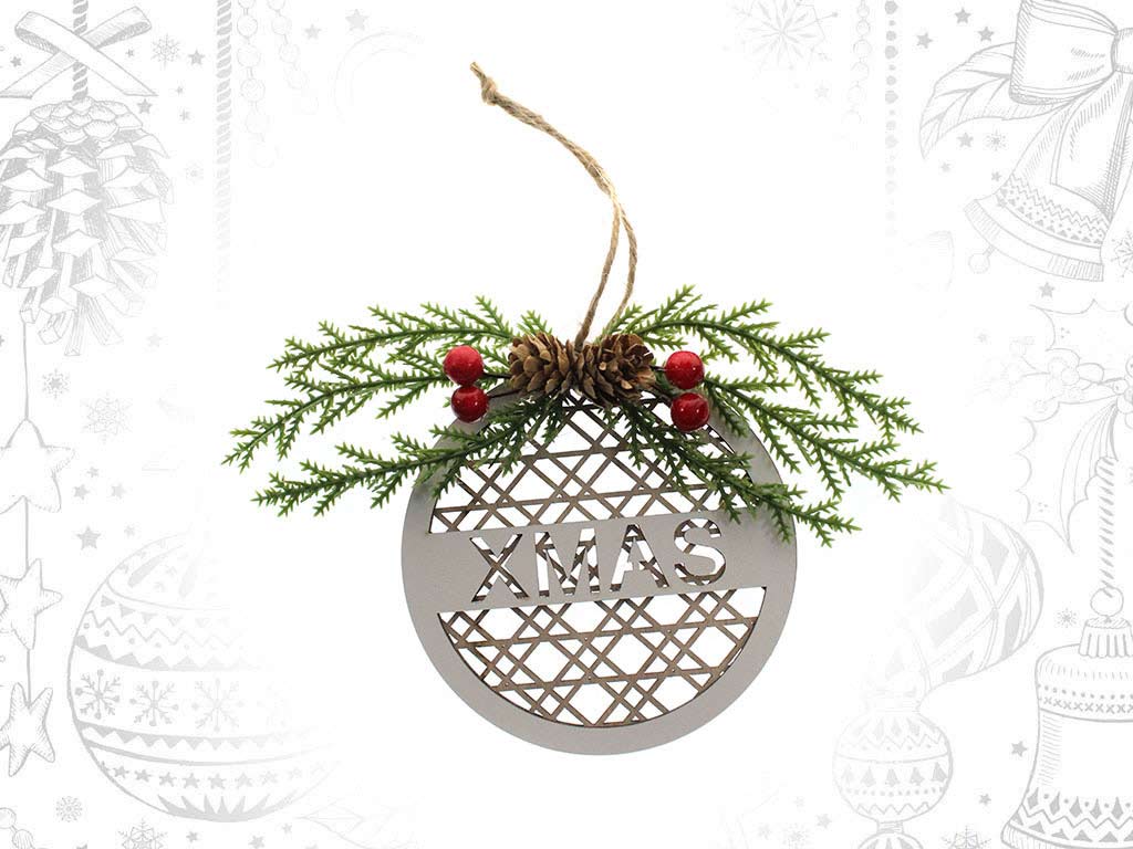 WOODEN XMAS BALL ORNEMENT cod. 9318898