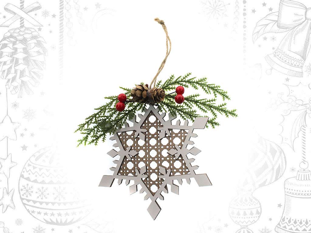 WOODEN SNOWFLAKE ORNEMENT cod. 9318899