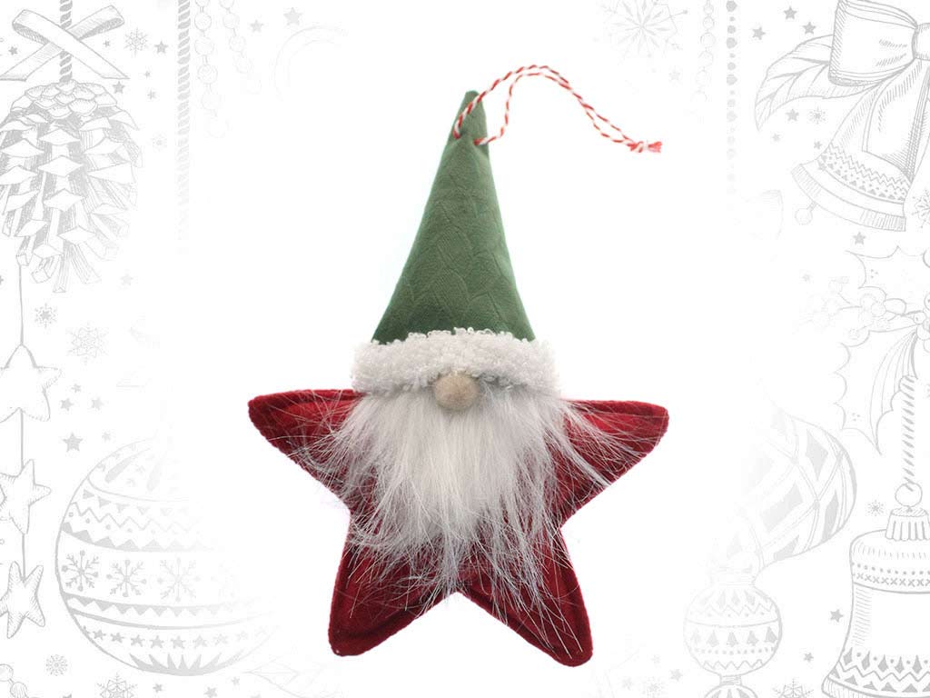 ORNEMENT ETOILE PERE NOEL ROUGE/VERT cod. 9318930