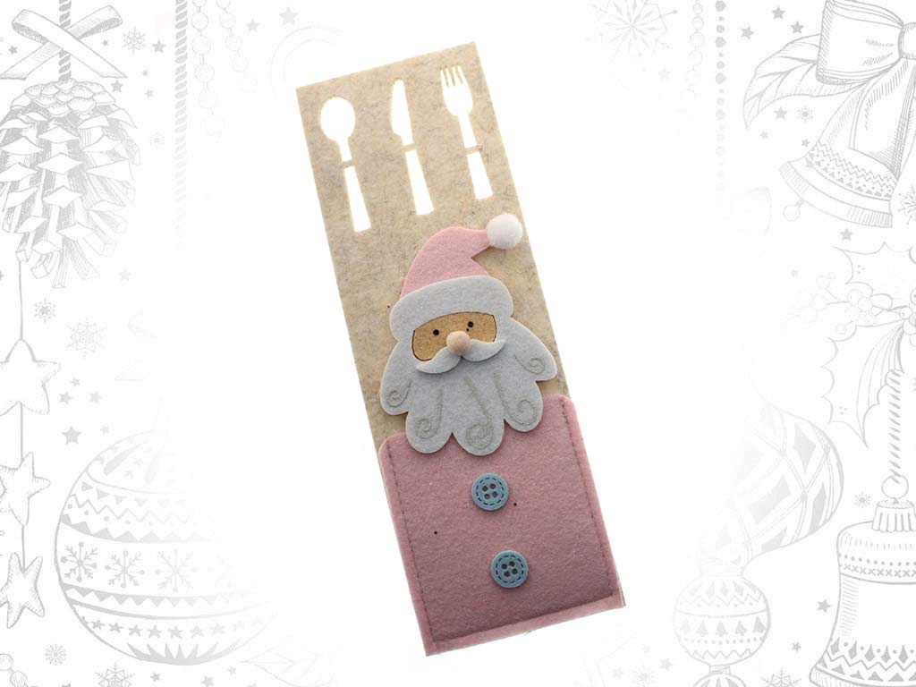 PORTE-COUVERTS FEUTRE PERE NOEL ROSE cod. 9318970