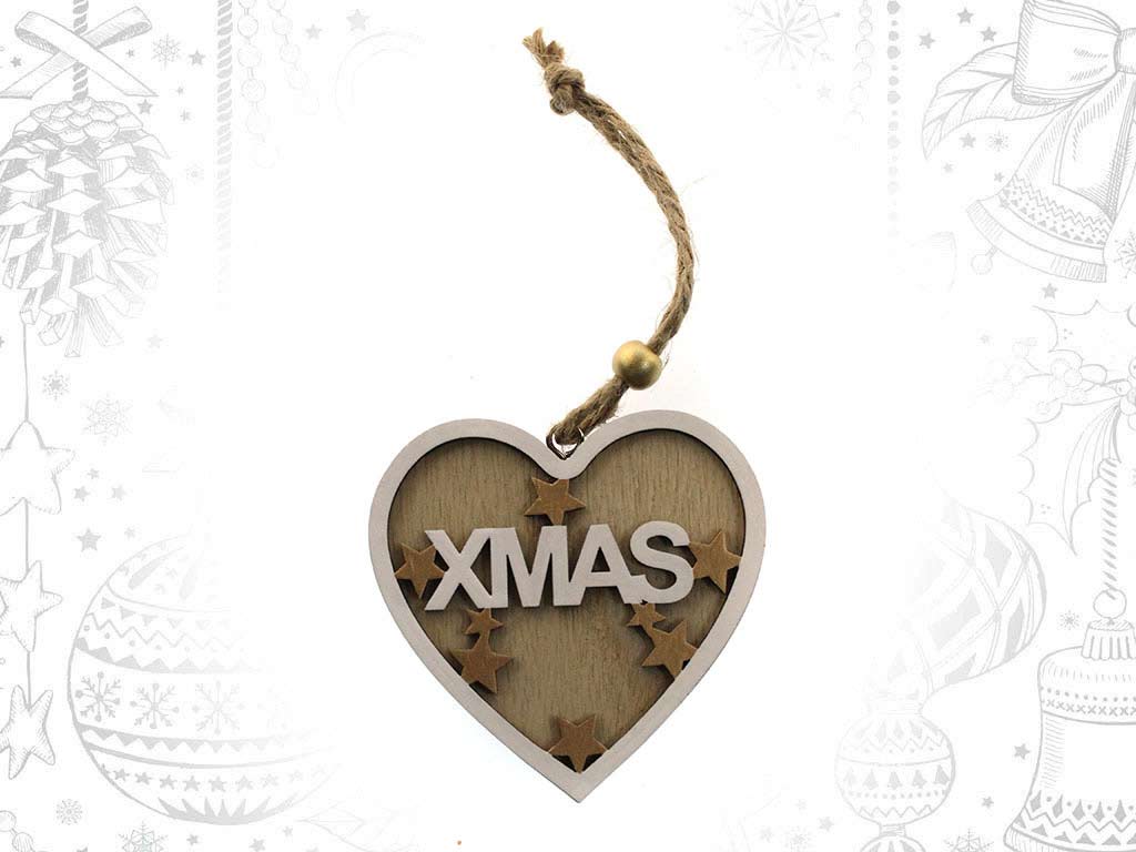 ORNAMENTO CUORE LEGNO XMAS cod. 9319235