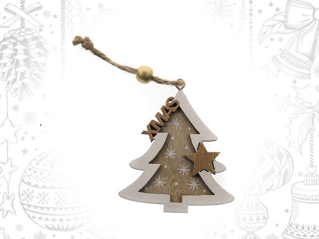 WHITE WOODEN TREE ORNAMENT cod. 9319247