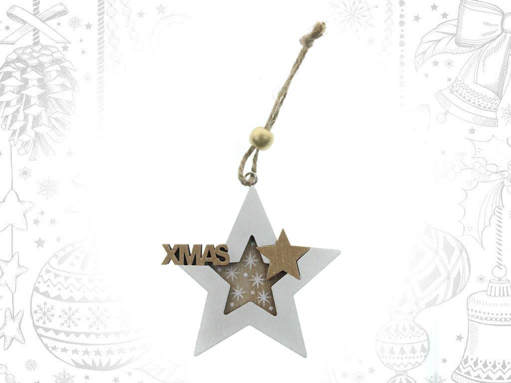 ORNAMENTO ESTRELA MADEIRA BRANCO cod. 9319248