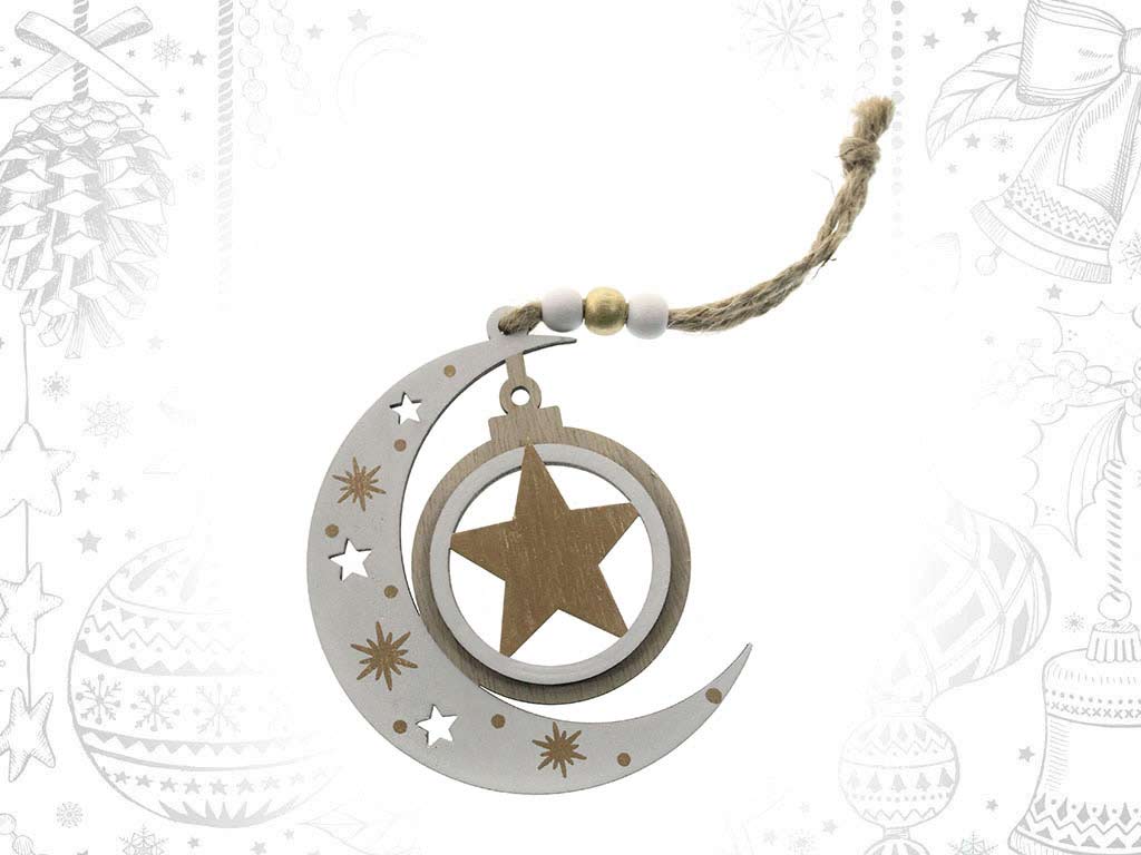 ORNAMENTO LUA ESTRELA BRANCO cod. 9319254