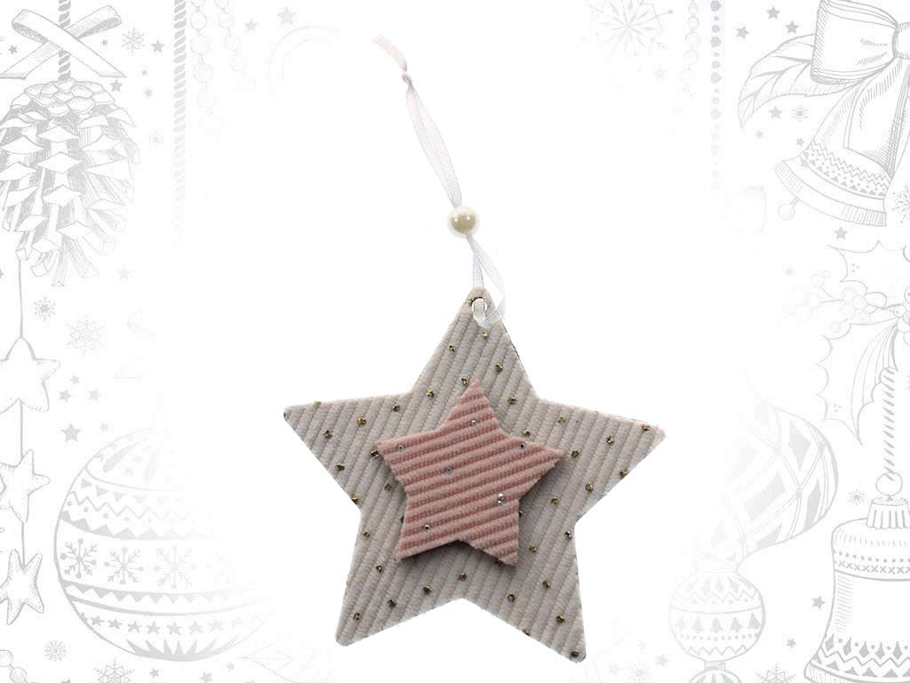 WHITE/PINK STAR ORNAMENT cod. 9319476