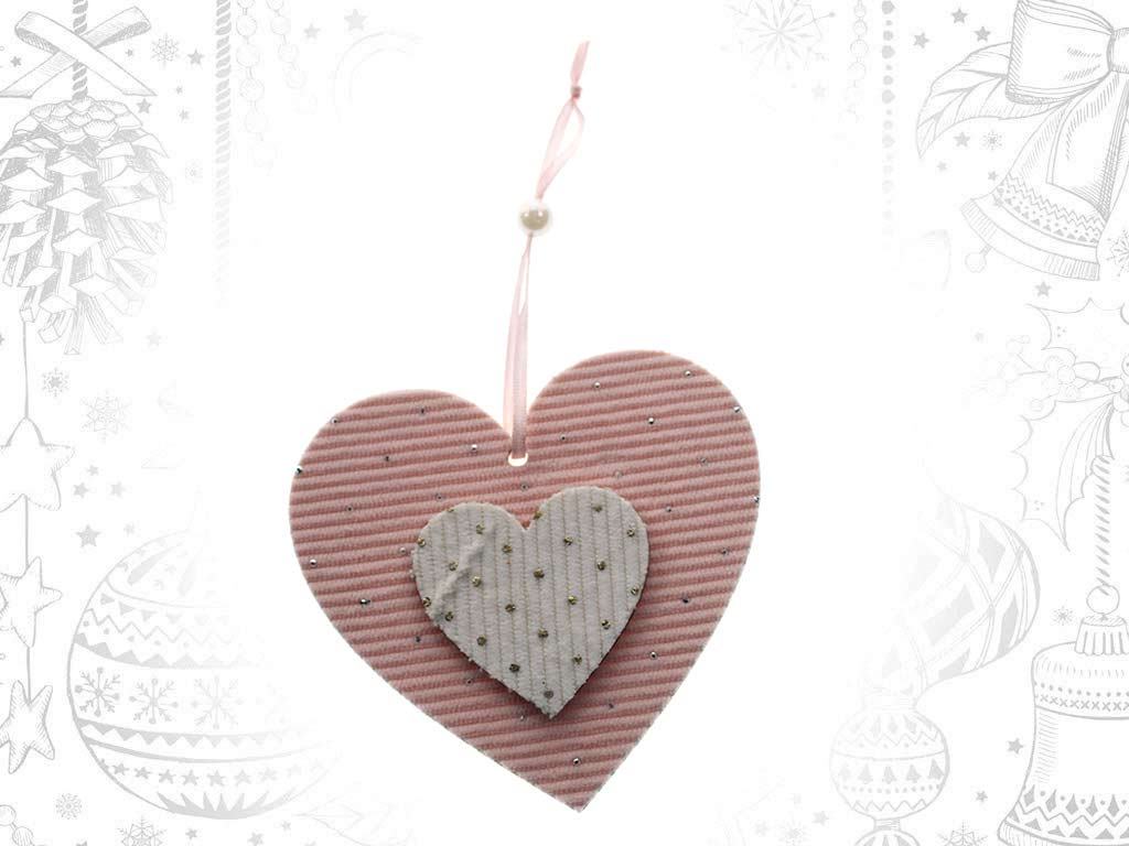 WHITE/PINK HEART ORNAMENT cod. 9319478